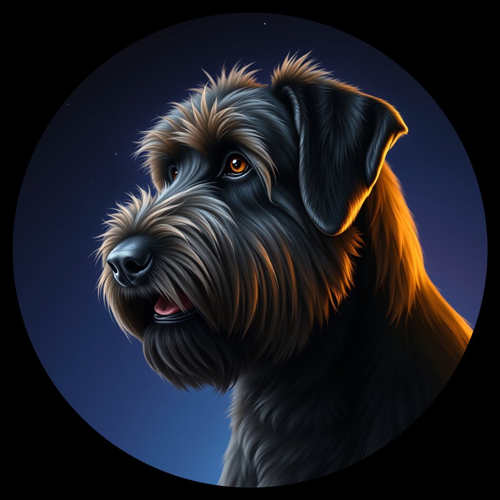 Cosmic medallion portrait of BR_32257_BR_32257, a Briard
