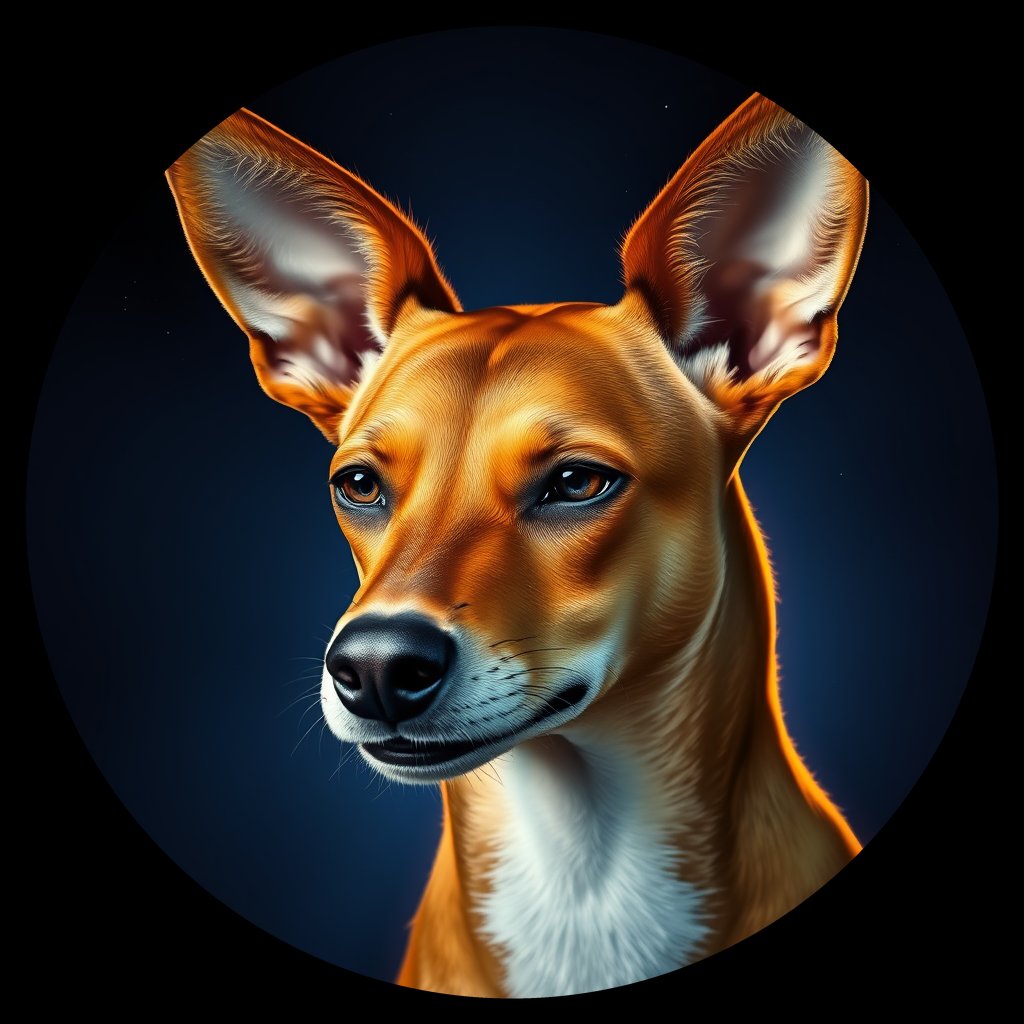 Cosmic medallion portrait of BSJI_35552_BSJI_35552, a Basenji