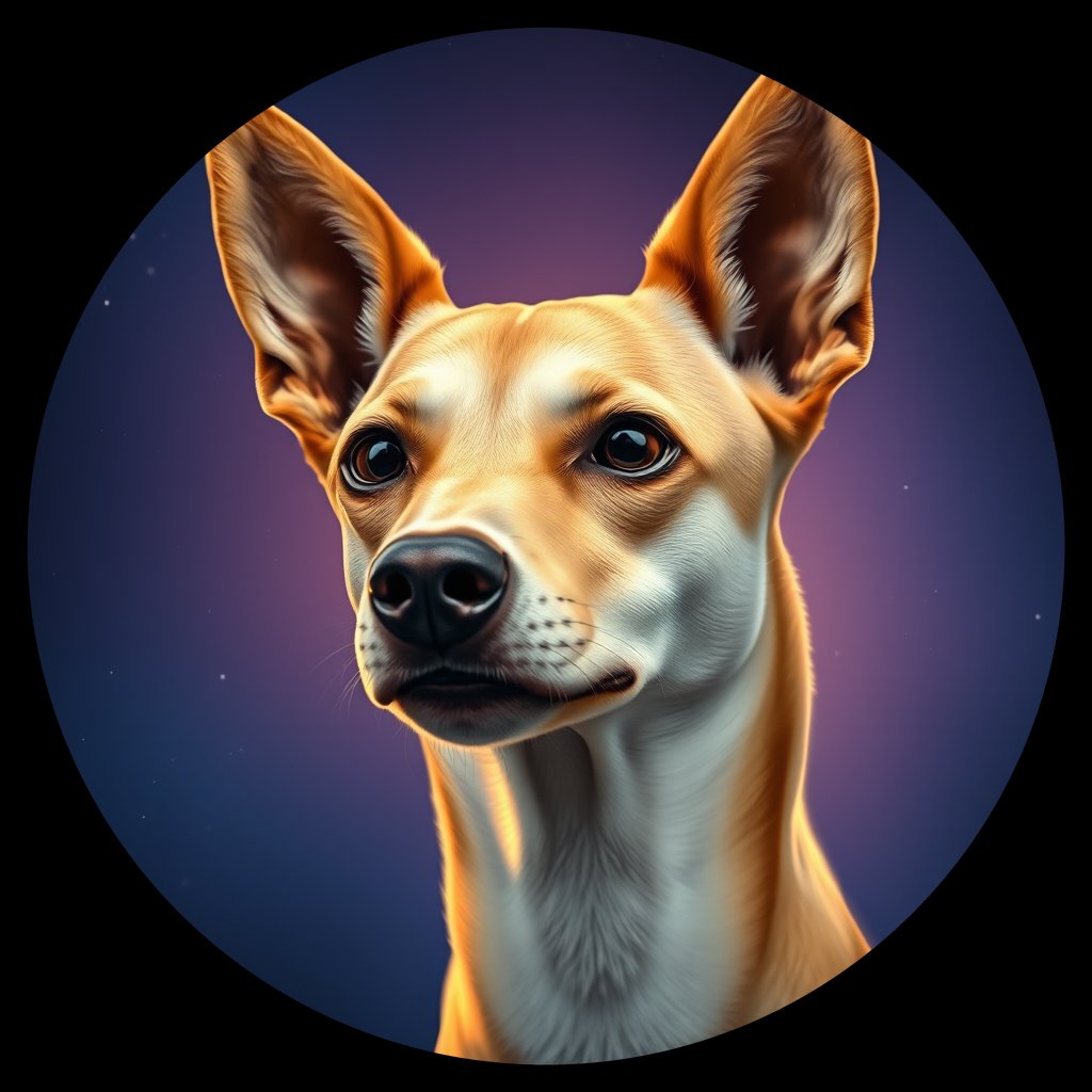 Cosmic medallion portrait of BSJI_45241_BSJI_45241, a Basenji