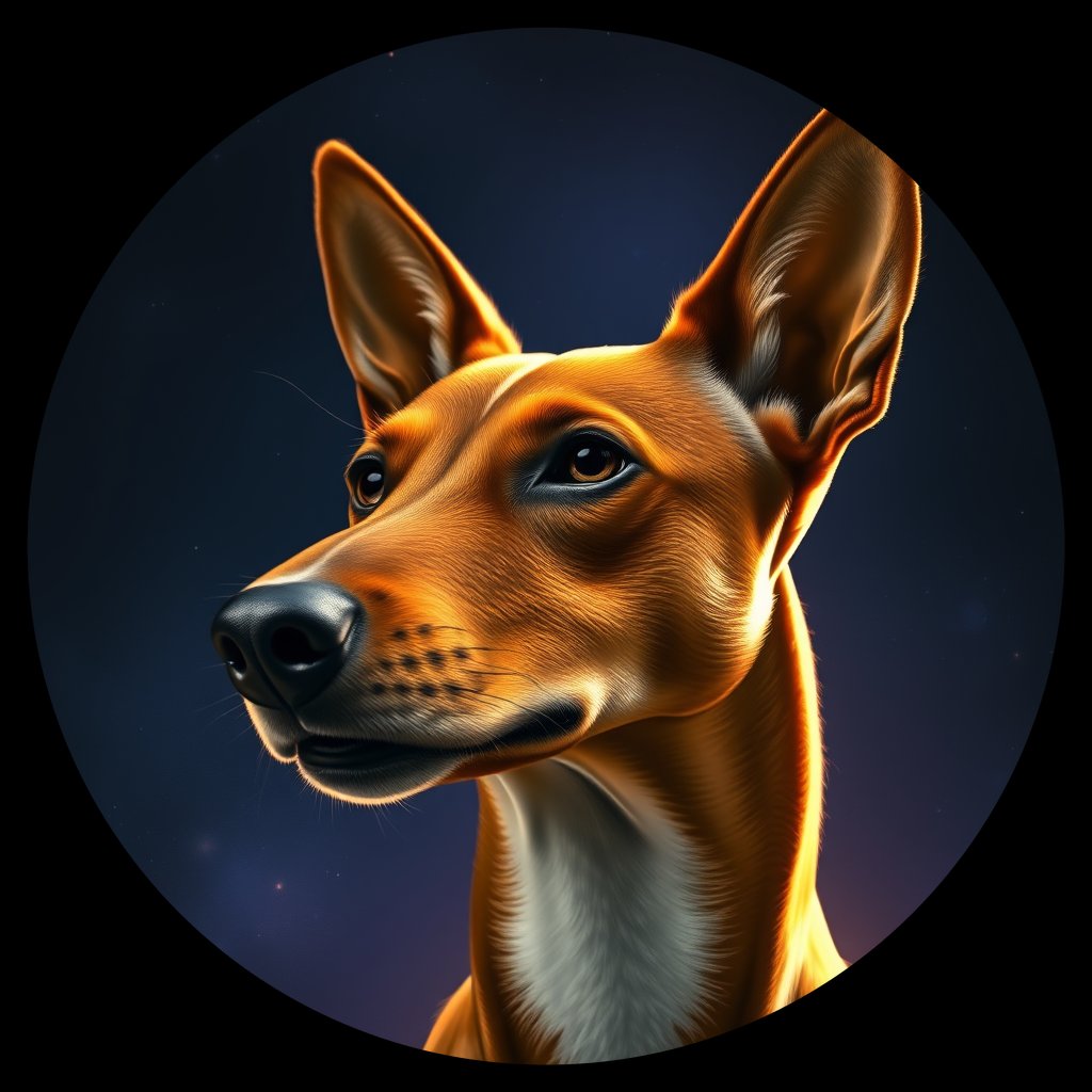 Cosmic medallion portrait of BSJI_45685_BSJI_45685, a Basenji
