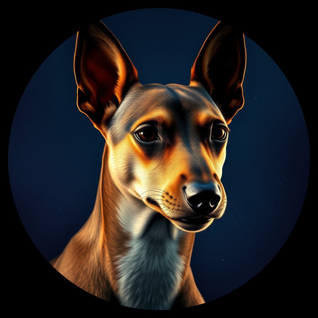Cosmic medallion portrait of BSJI_45738_BSJI_45738, a Basenji