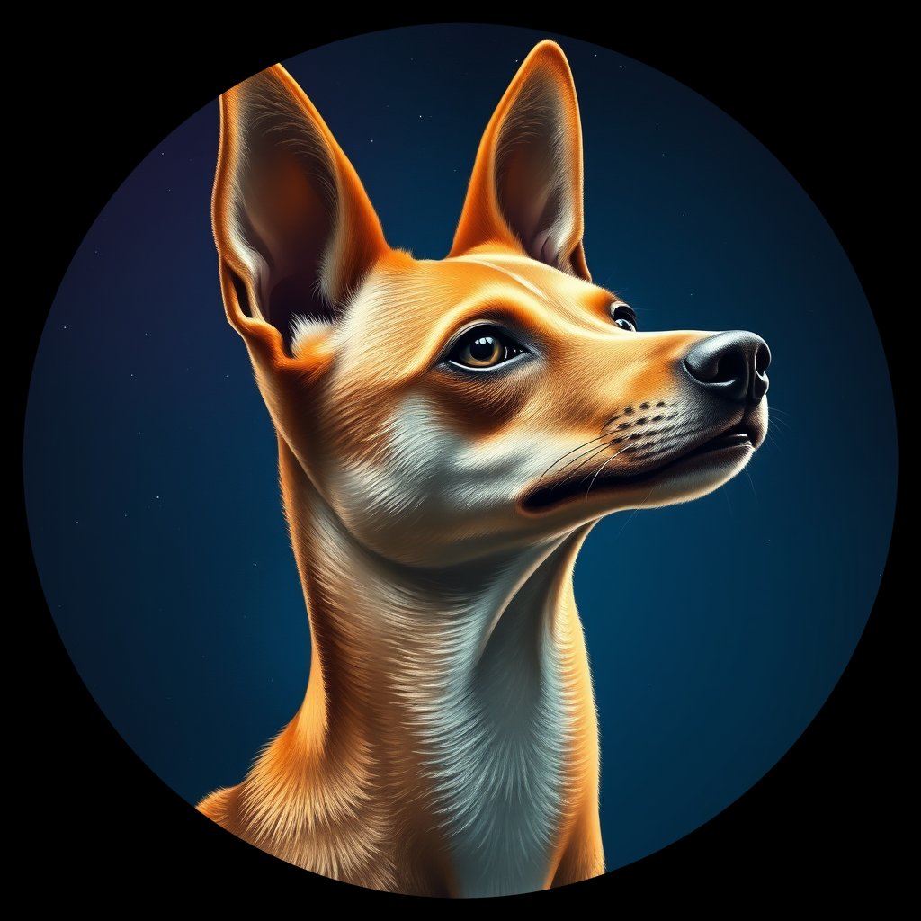 Cosmic medallion portrait of BSJI_83980_BSJI_83980, a Basenji