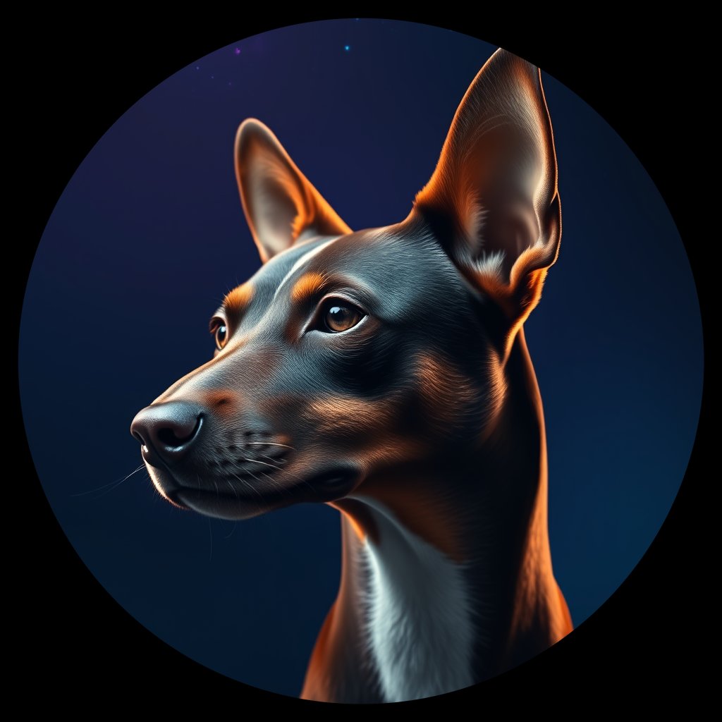 Cosmic medallion portrait of BSJI_BSJI_27182, a Basenji