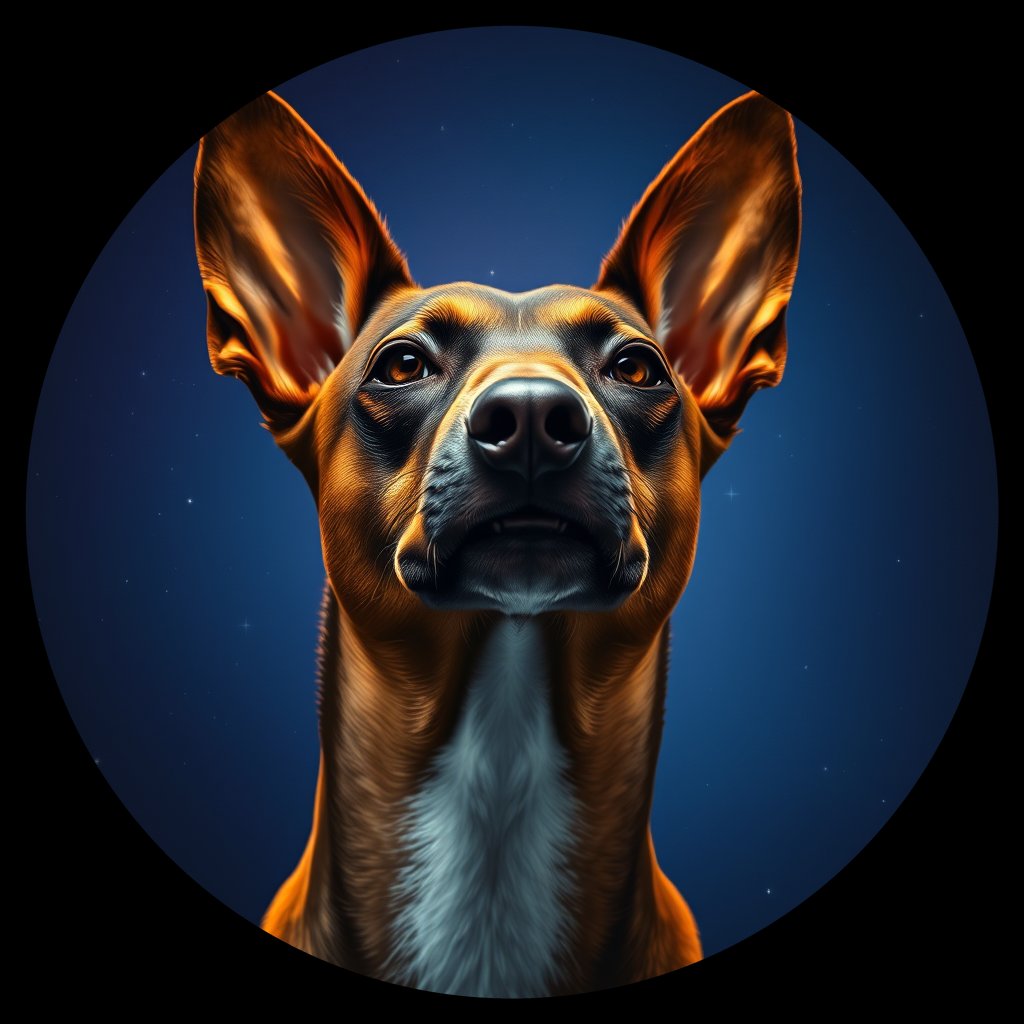Cosmic medallion portrait of BSJI_BSJI_27387, a Basenji