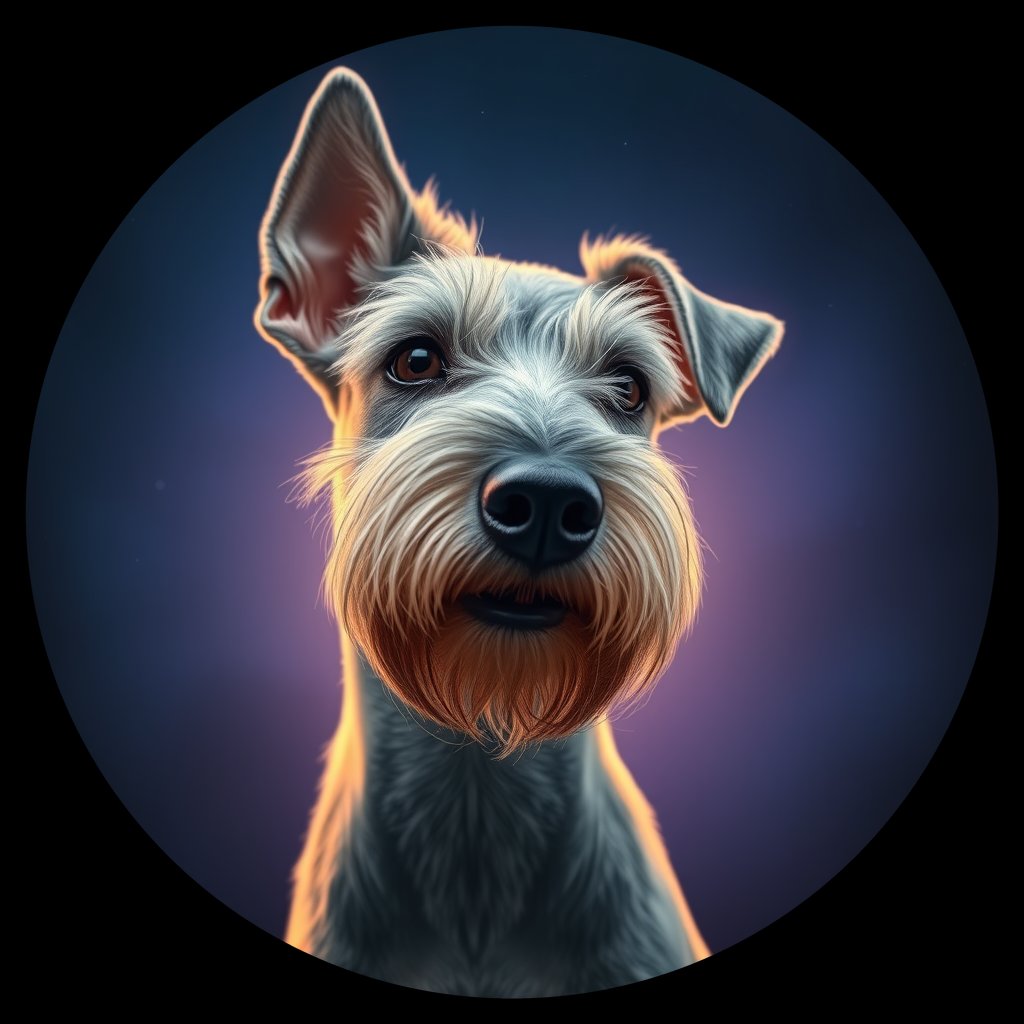 Cosmic medallion portrait of BT_1317_BT_1317, a Bedlington Terrier