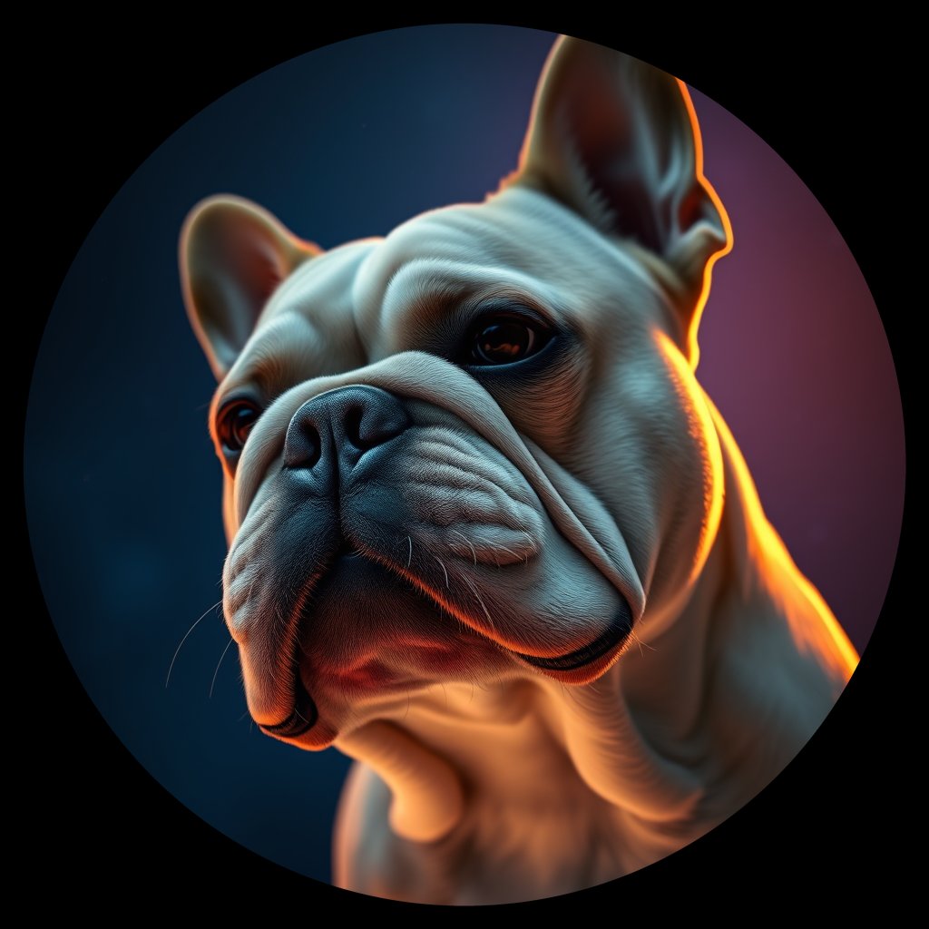 Cosmic medallion portrait of BULD_BULD_03556, a English Bulldog
