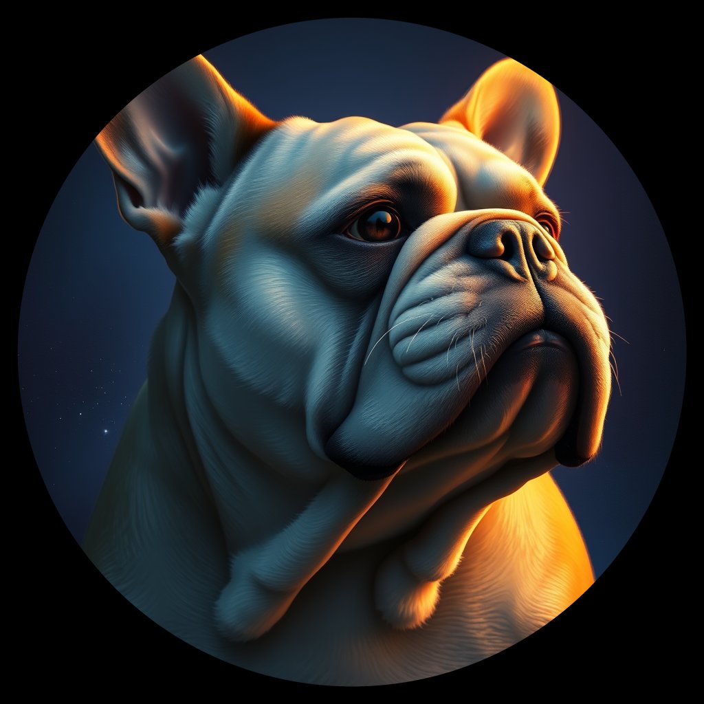 Cosmic medallion portrait of BULD_BULD_03589, a English Bulldog