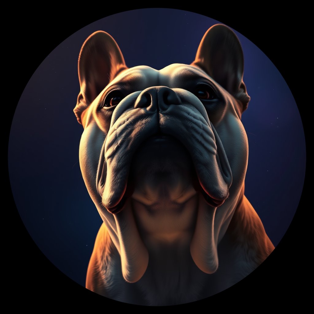 Cosmic medallion portrait of BULD_BULD_14499, a English Bulldog