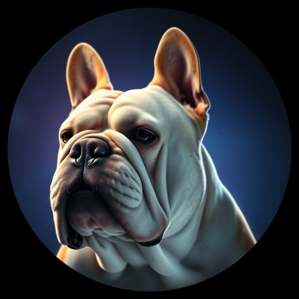 Cosmic medallion portrait of BULD_EBD_0GT154, a English Bulldog