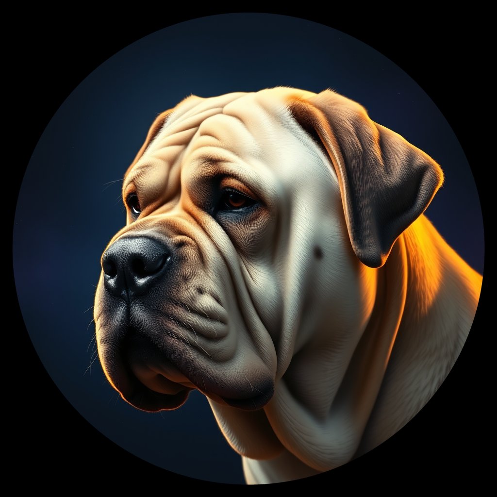 Cosmic medallion portrait of BULM_BULM_01107, a Bullmastiff