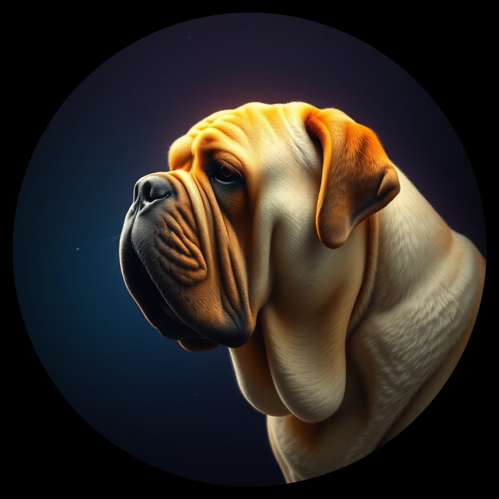 Cosmic medallion portrait of BULM_BULM_01110, a Bullmastiff