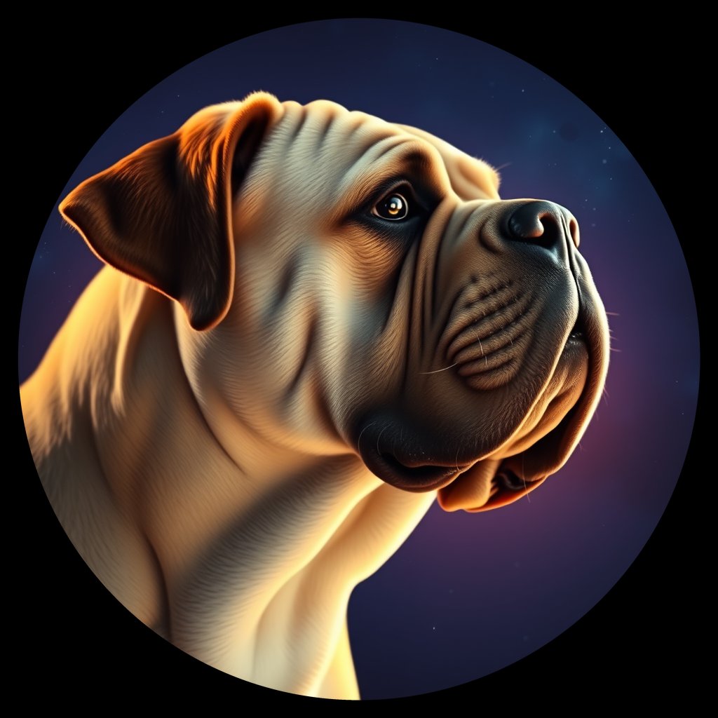 Cosmic medallion portrait of BULM_BULM_01113, a Bullmastiff