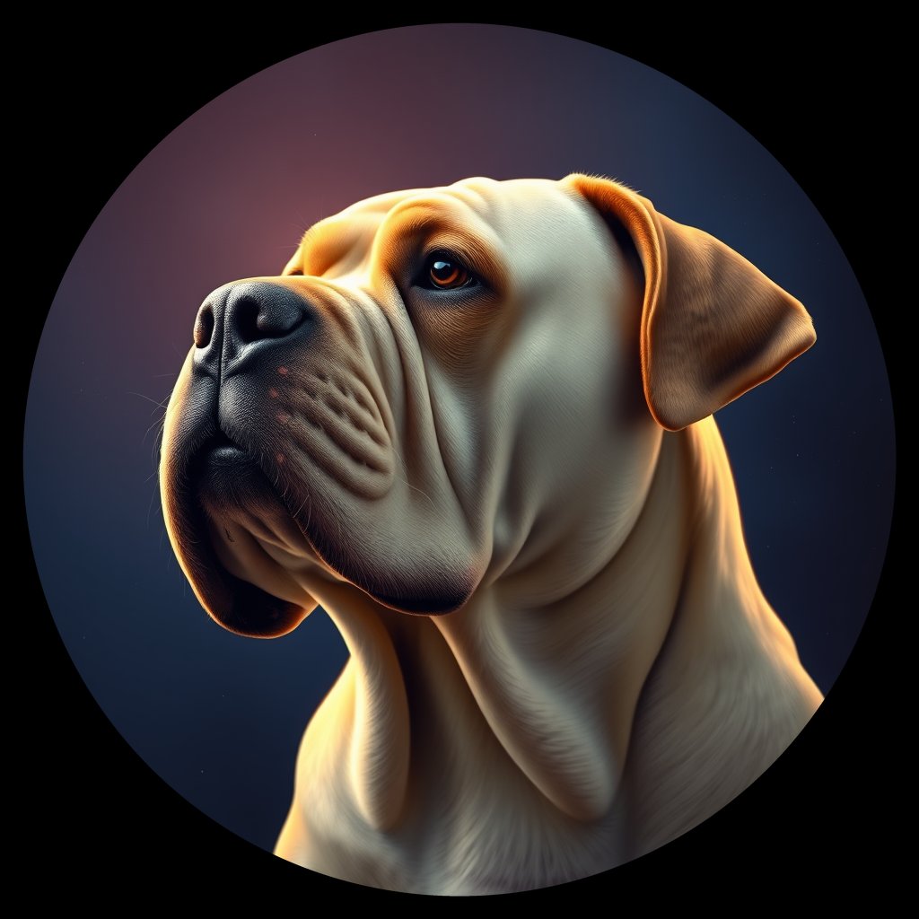 Cosmic medallion portrait of BULM_BULM_01116, a Bullmastiff