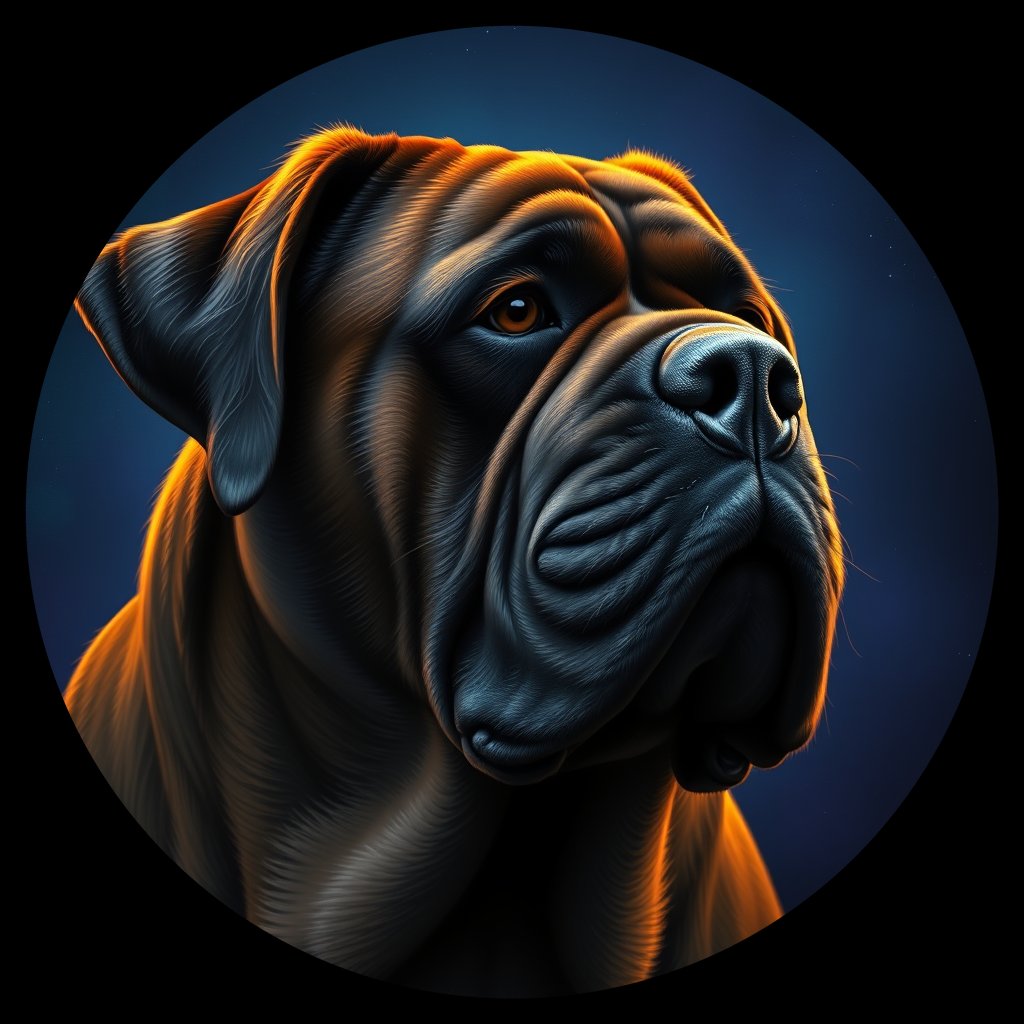 Cosmic medallion portrait of BULM_BULM_14500, a Bullmastiff