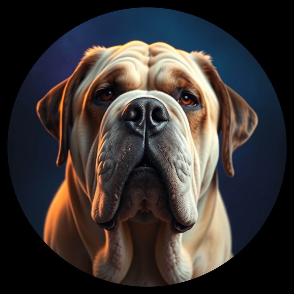 Cosmic medallion portrait of BULM_BULM_28920, a Bullmastiff