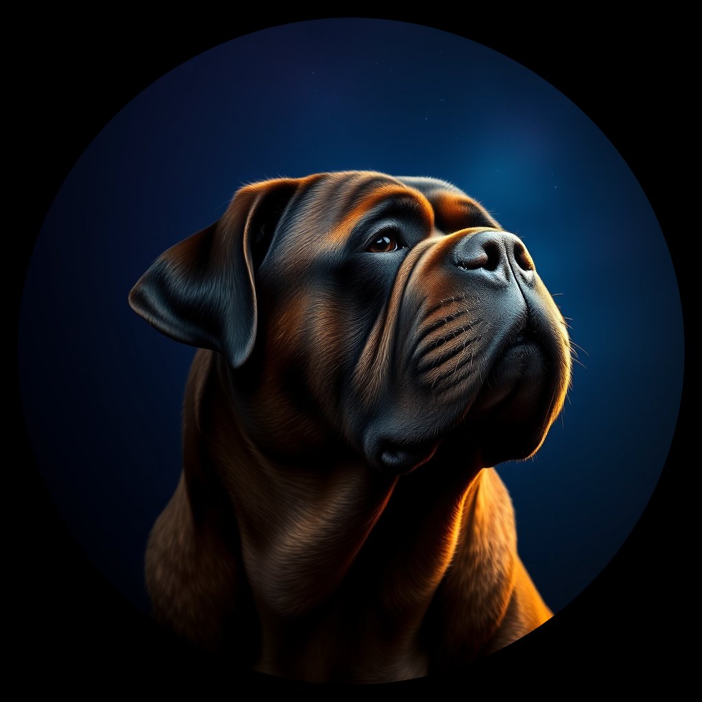 Cosmic medallion portrait of BULT_BULT_13291, a Bullmastiff