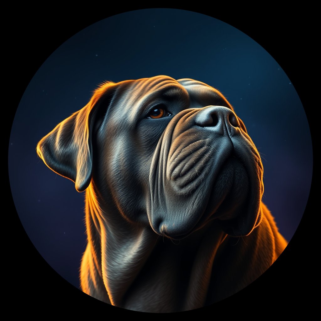 Cosmic medallion portrait of BULT_BULT_23630, a Bullmastiff