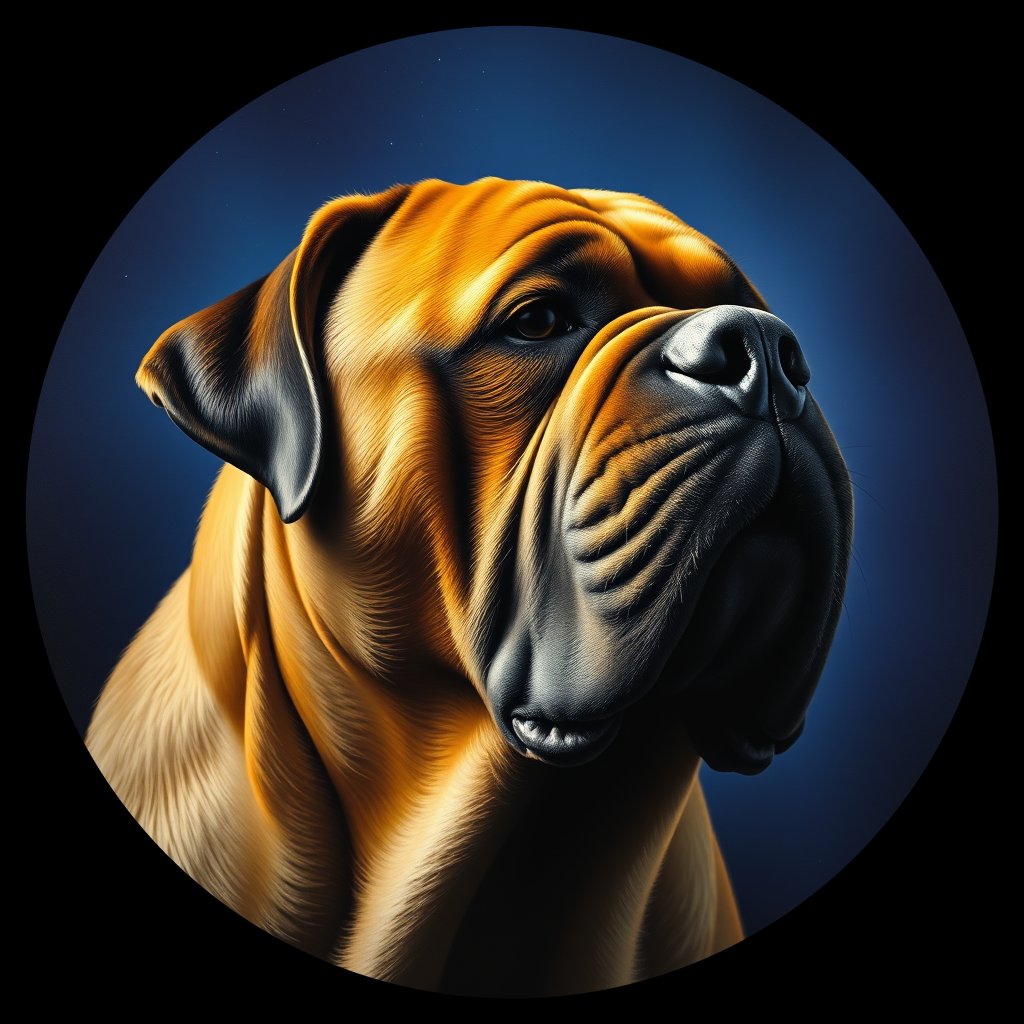 Cosmic medallion portrait of BULT_BULT_23631, a Bullmastiff
