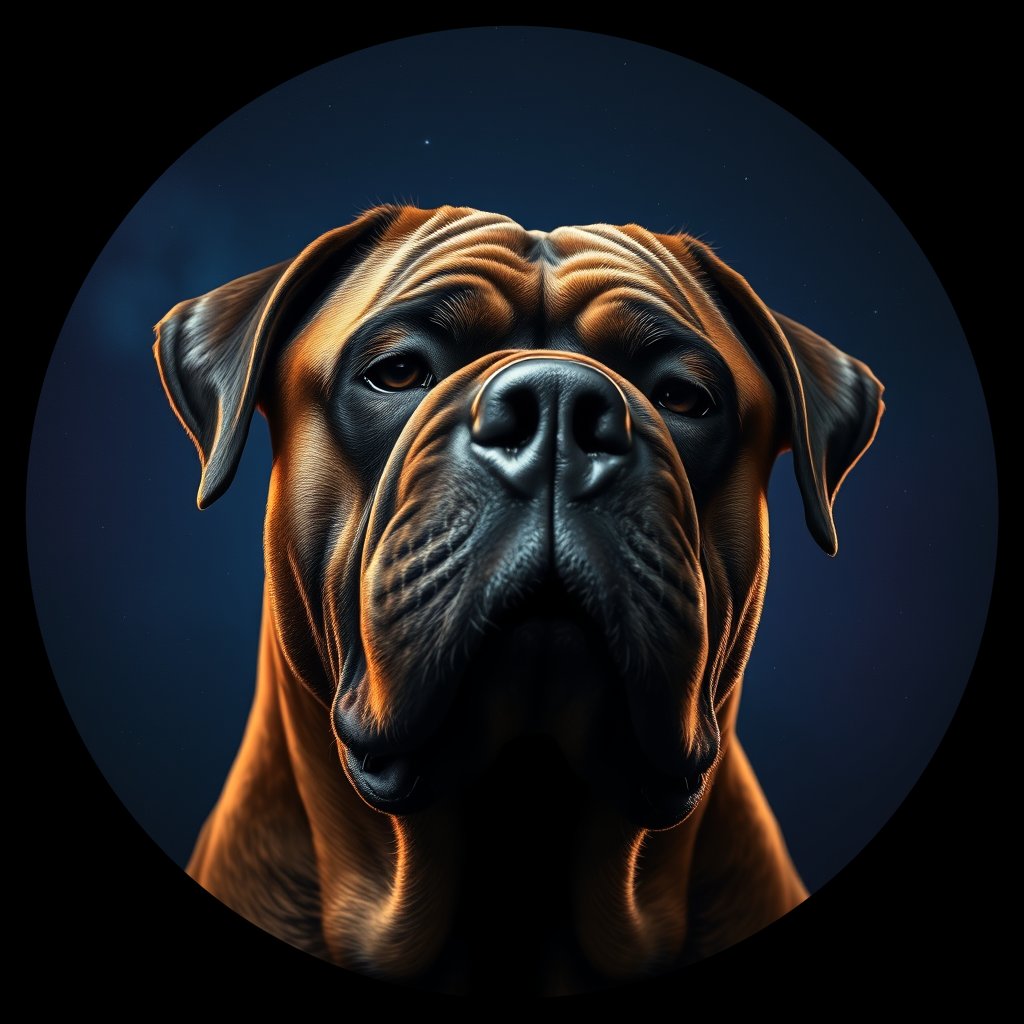 Cosmic medallion portrait of BULT_BULT_23632, a Bullmastiff