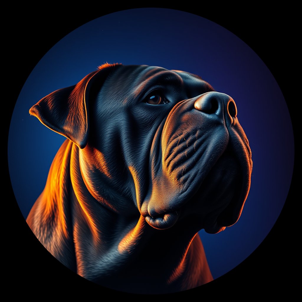 Cosmic medallion portrait of BULT_BULT_23638, a Bullmastiff