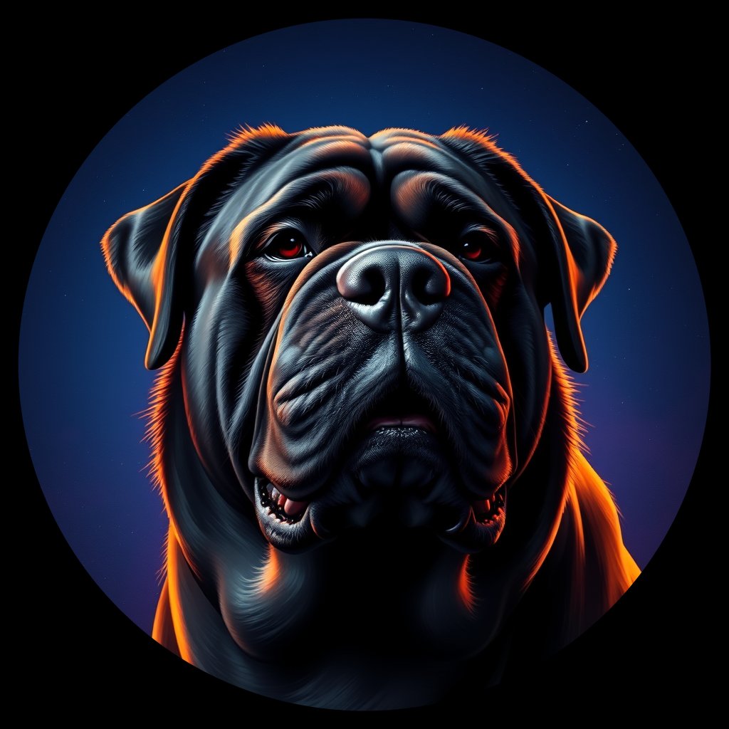 Cosmic medallion portrait of BULT_BULT_23661, a Bullmastiff