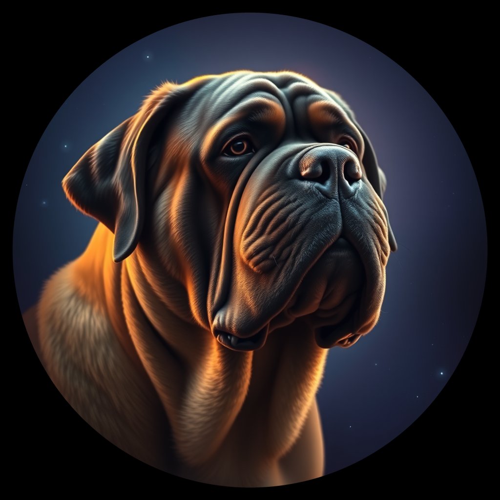 Cosmic medallion portrait of BULT_BULT_23667, a Bullmastiff