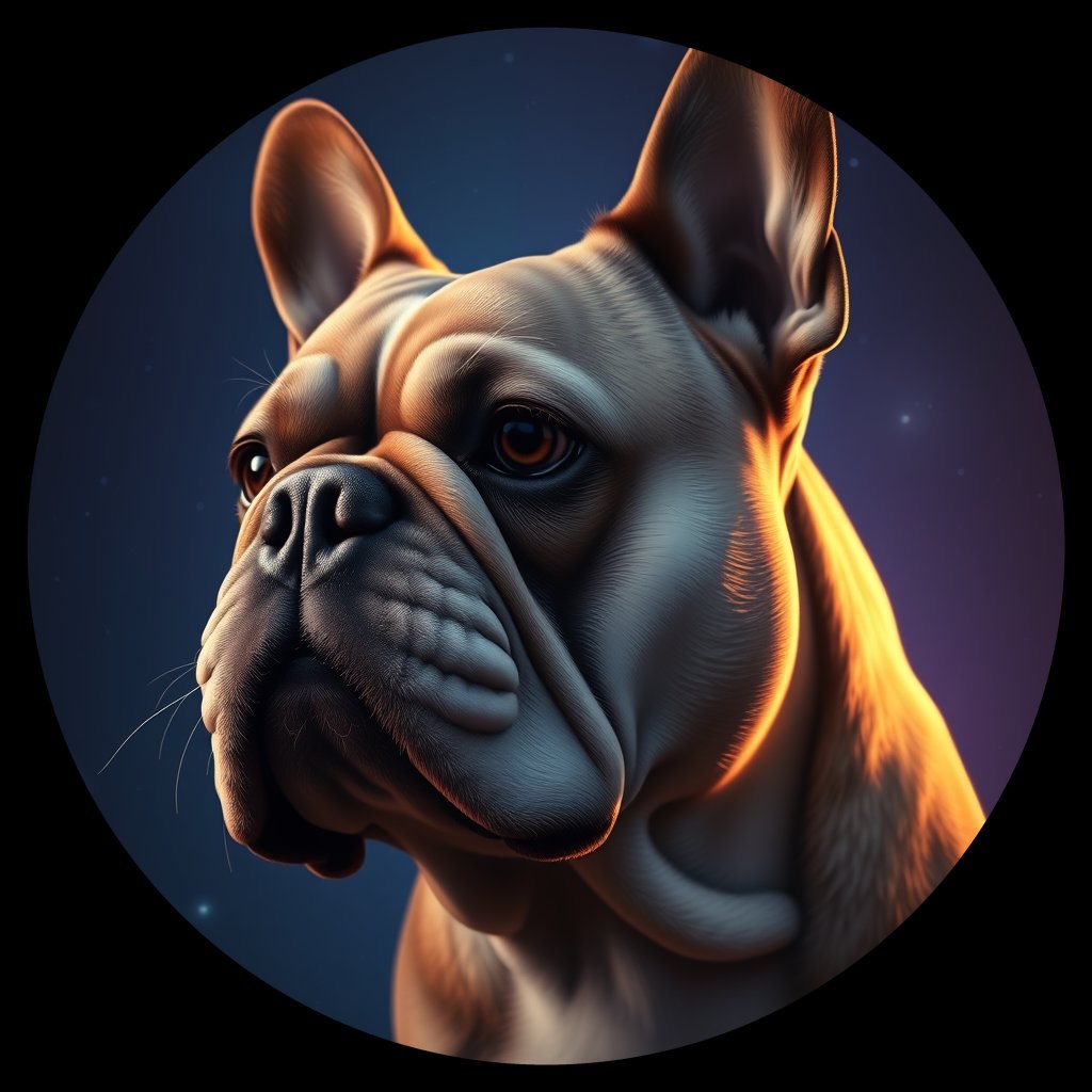 Cosmic medallion portrait of BUL_BUL_11BL, a Bulldog