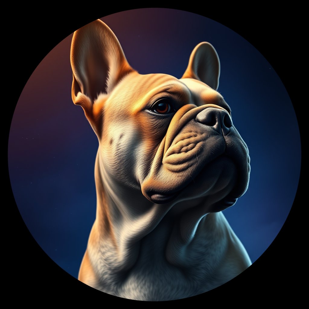 Cosmic medallion portrait of BUL_BUL_12BL, a Bulldog