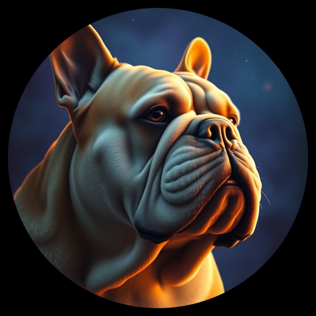 Cosmic medallion portrait of BUL_BUL_2BL, a Bulldog