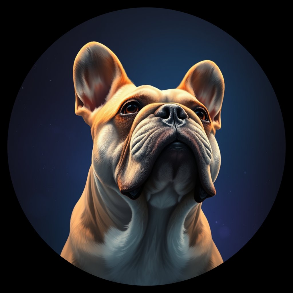 Cosmic medallion portrait of BUL_BUL_3BL, a Bulldog