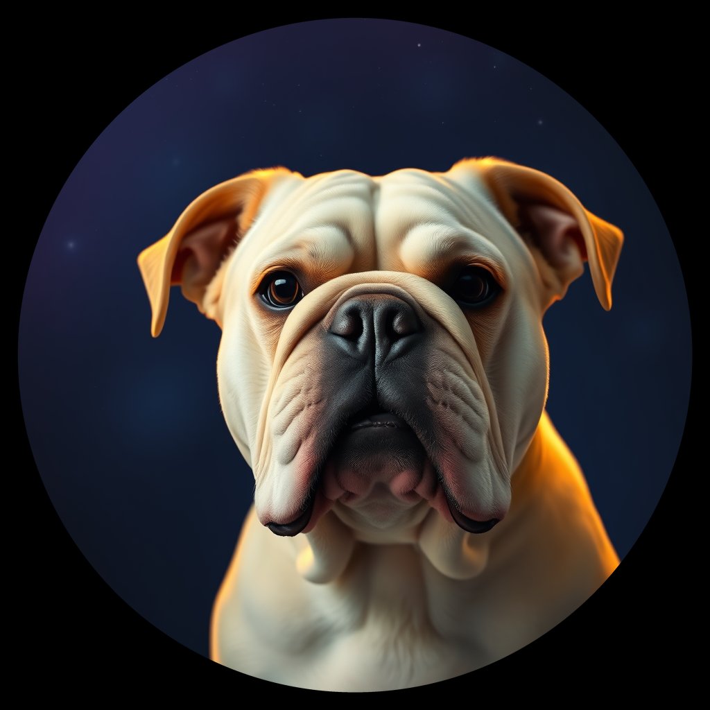 Cosmic medallion portrait of BUL_BUL_4BL, a Bulldog