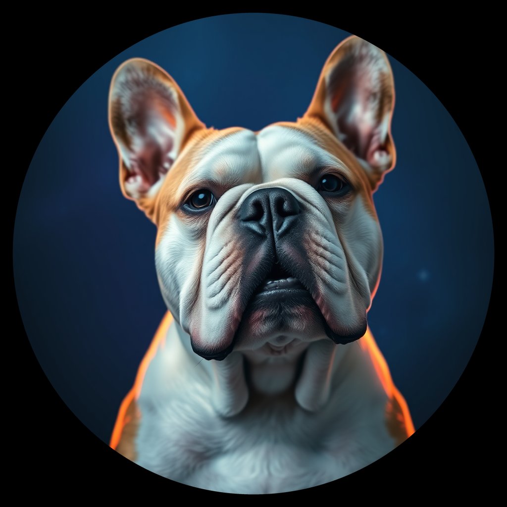 Cosmic medallion portrait of BUL_BUL_8BL, a Bulldog