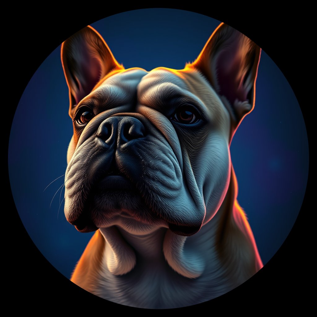 Cosmic medallion portrait of BUL_BUL_9BL, a Bulldog