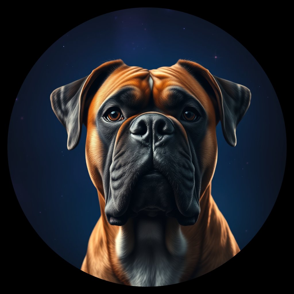 Cosmic medallion portrait of B_32562_B_32562, a Boxer