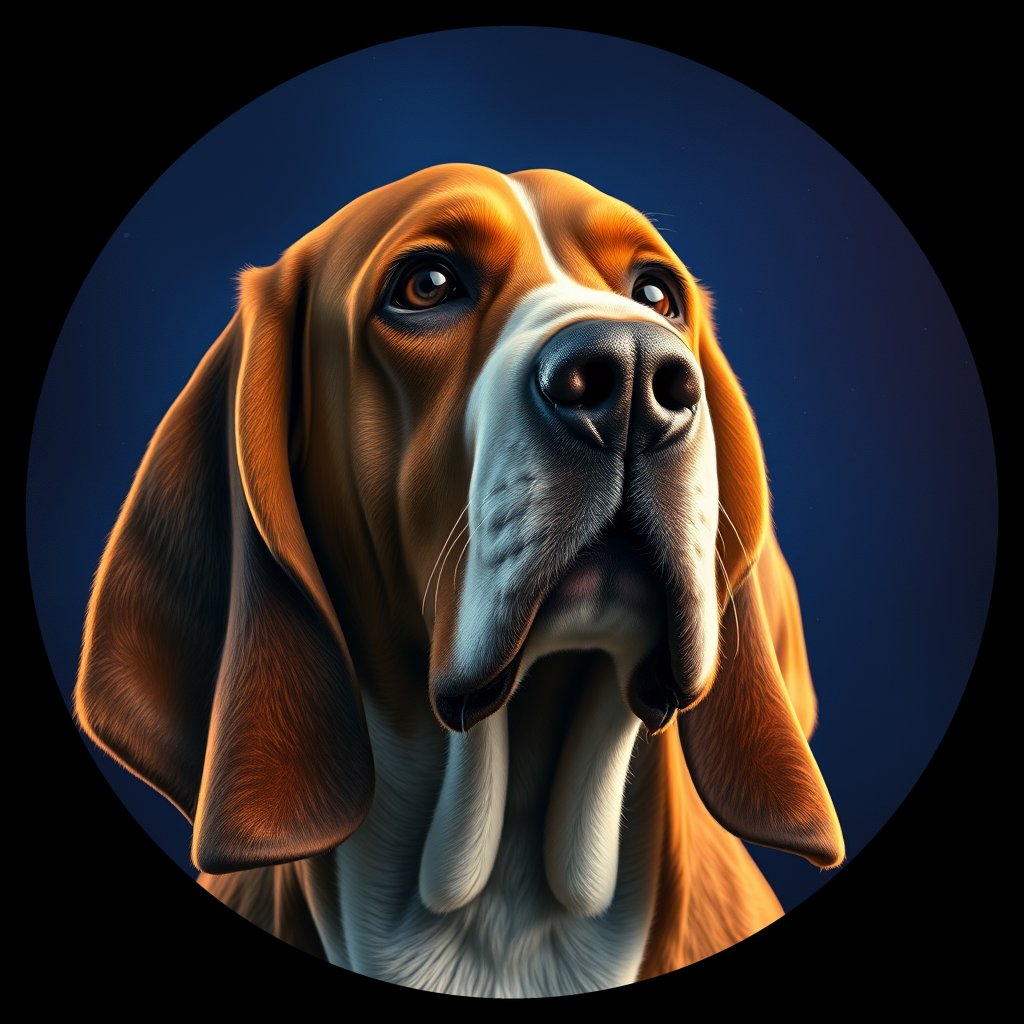Cosmic medallion portrait of BaH_27933_BaH_27933, a Basset Hound