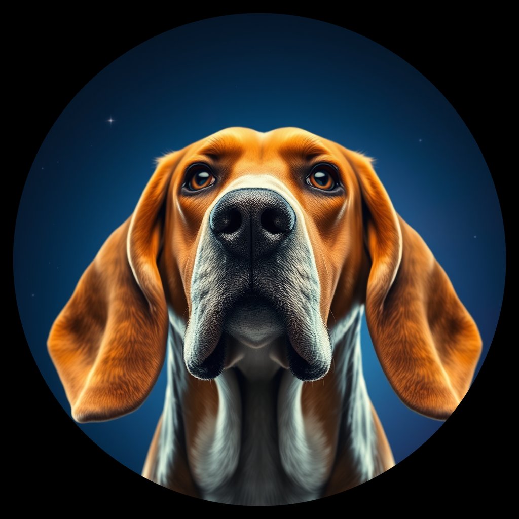 Cosmic medallion portrait of BaH_28502_BaH_28502, a Basset Hound