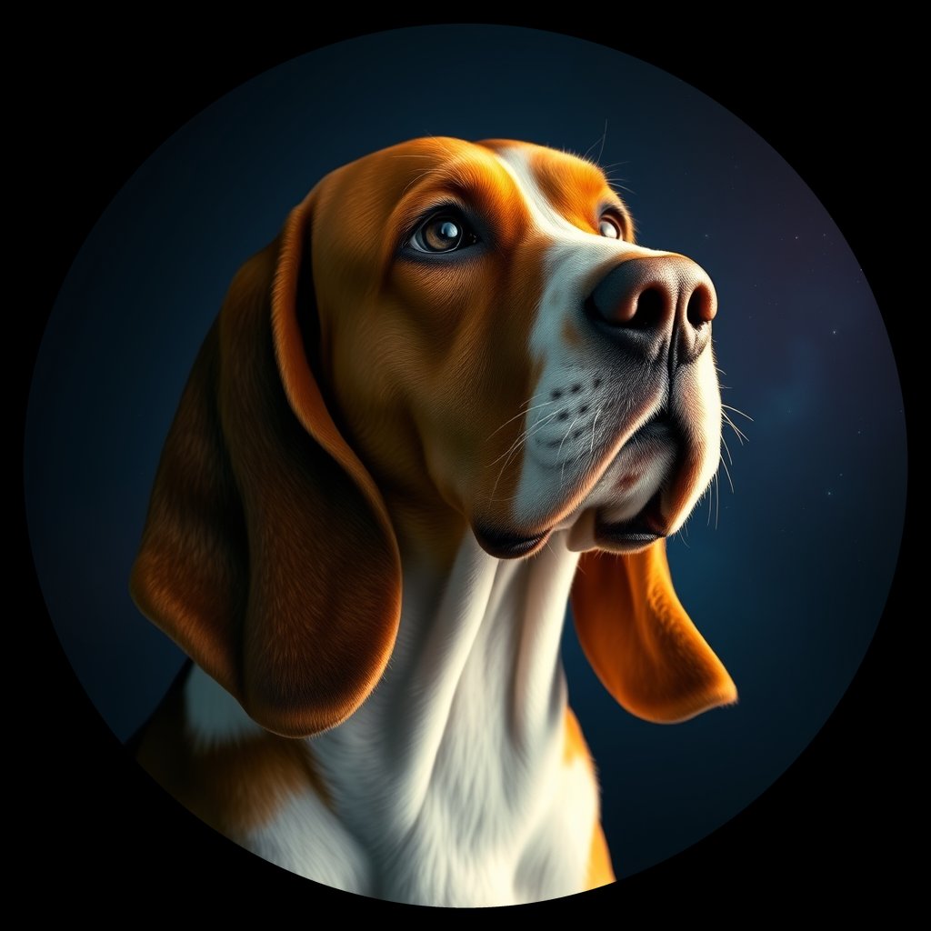 Cosmic medallion portrait of BaH_29716_BaH_29716, a Basset Hound