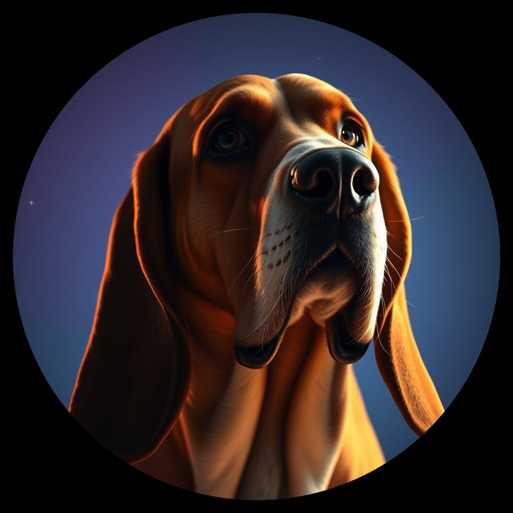 Cosmic medallion portrait of BaH_31929_BaH_31929, a Basset Hound