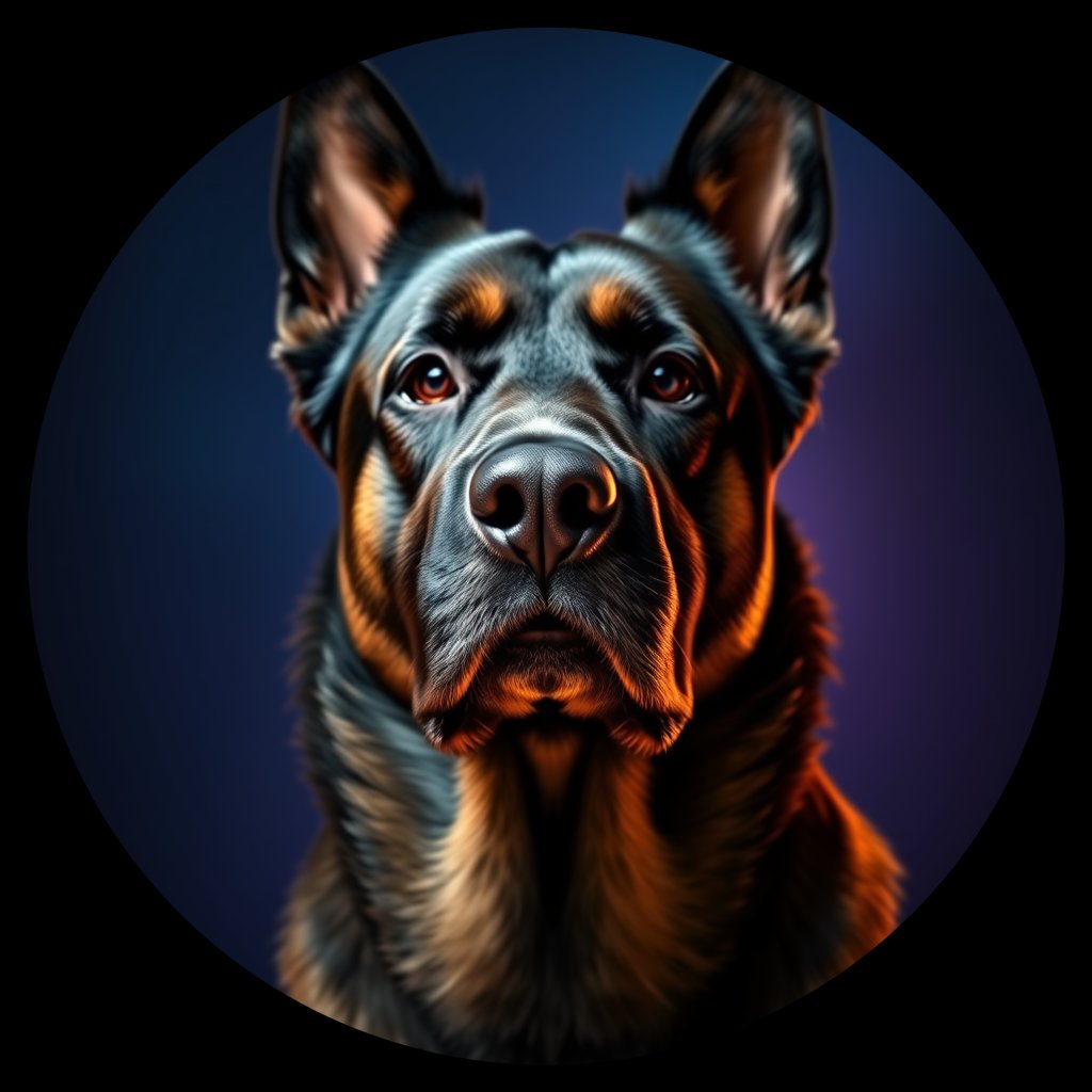 Cosmic medallion portrait of BeT_GT13_BeT_GT13, a Belgian Tervuren