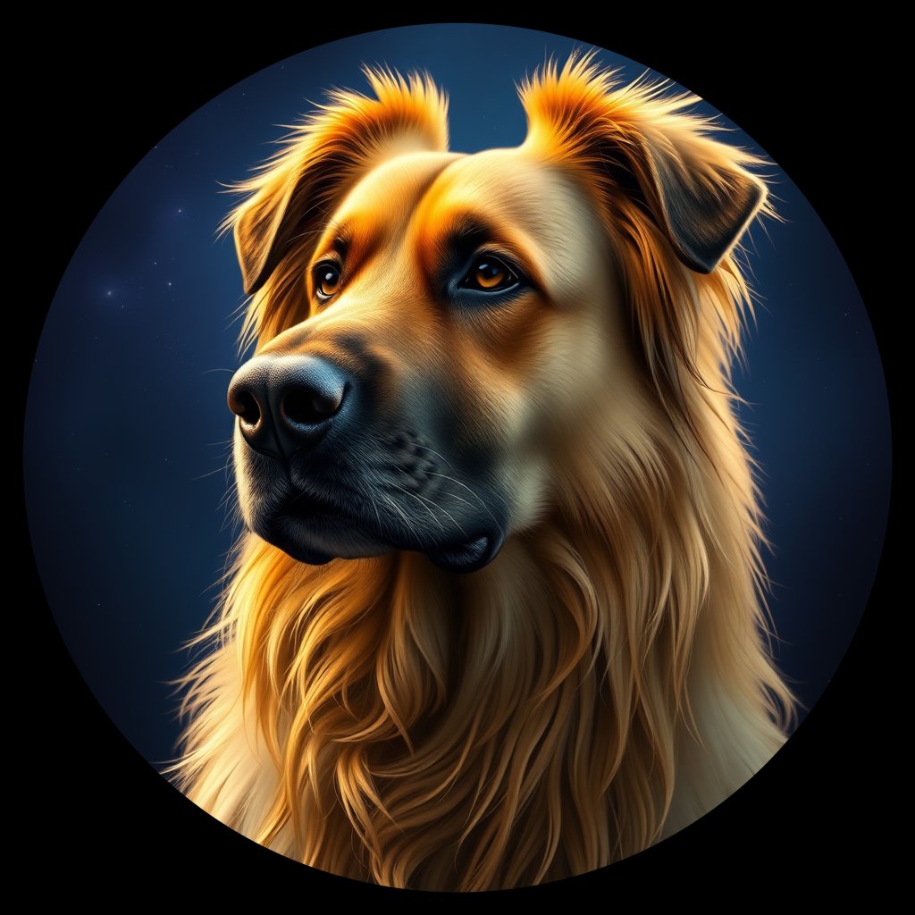 Cosmic medallion portrait of BeT_GT15_BeT_GT15, a Belgian Tervuren