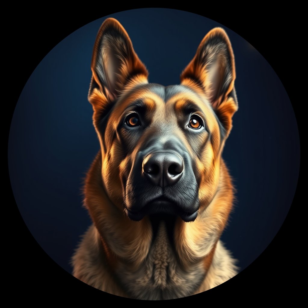 Cosmic medallion portrait of BeT_GT17_BeT_GT17, a Belgian Tervuren