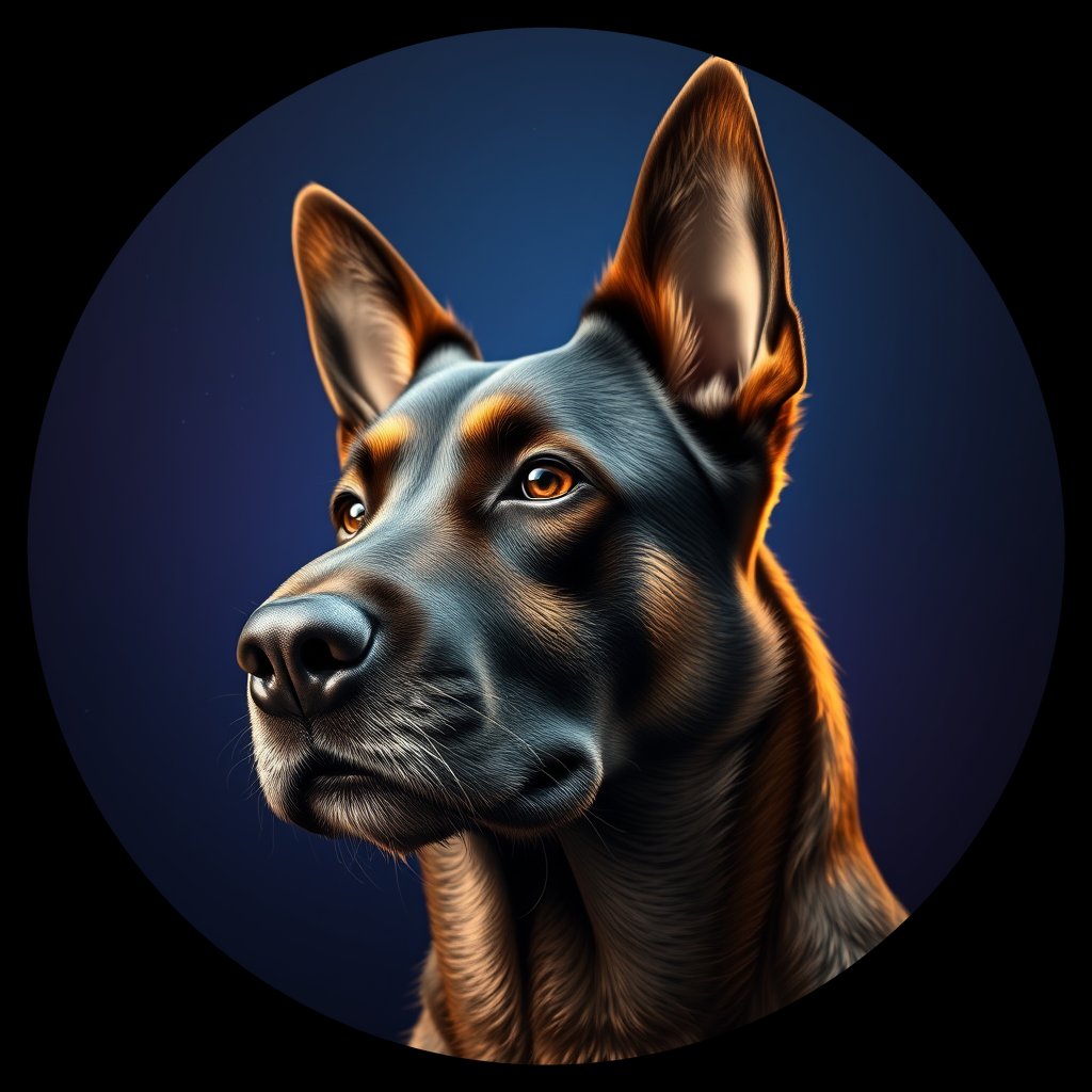 Cosmic medallion portrait of BeT_GT23_BeT_GT23, a Belgian Tervuren