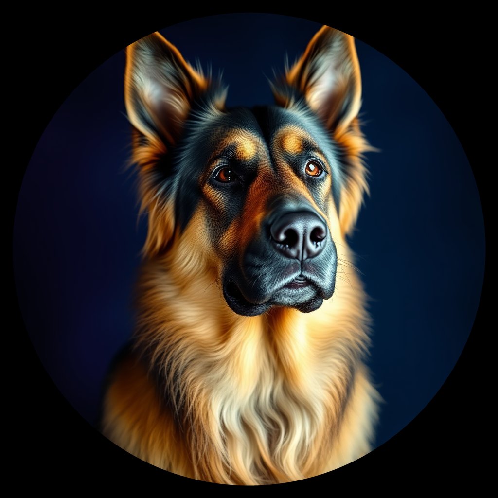 Cosmic medallion portrait of BeT_GT24_BeT_GT24, a Belgian Tervuren