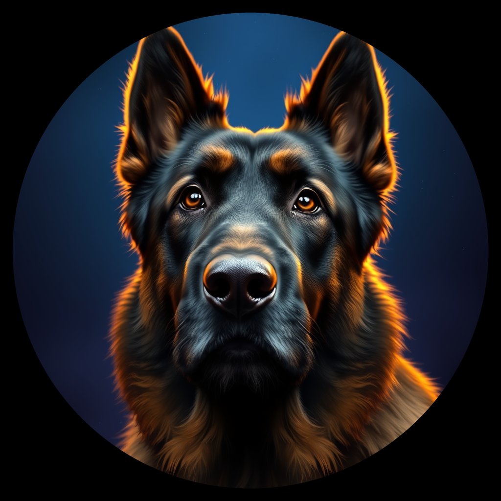 Cosmic medallion portrait of BeT_GT27_BeT_GT27, a Belgian Tervuren