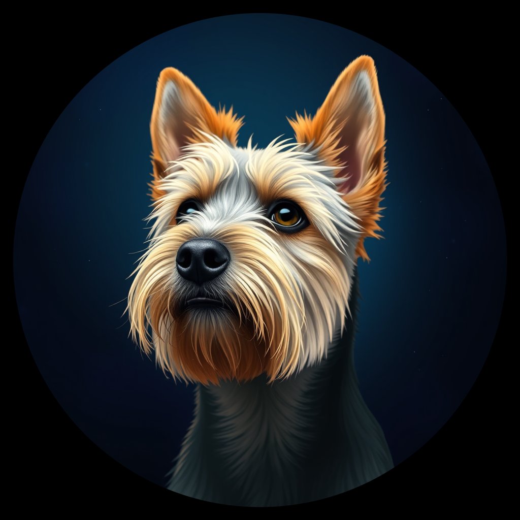 Cosmic medallion portrait of Beau-Hutchinson-CT_Beau-Hutchinson-CT, a Cairn Terrier