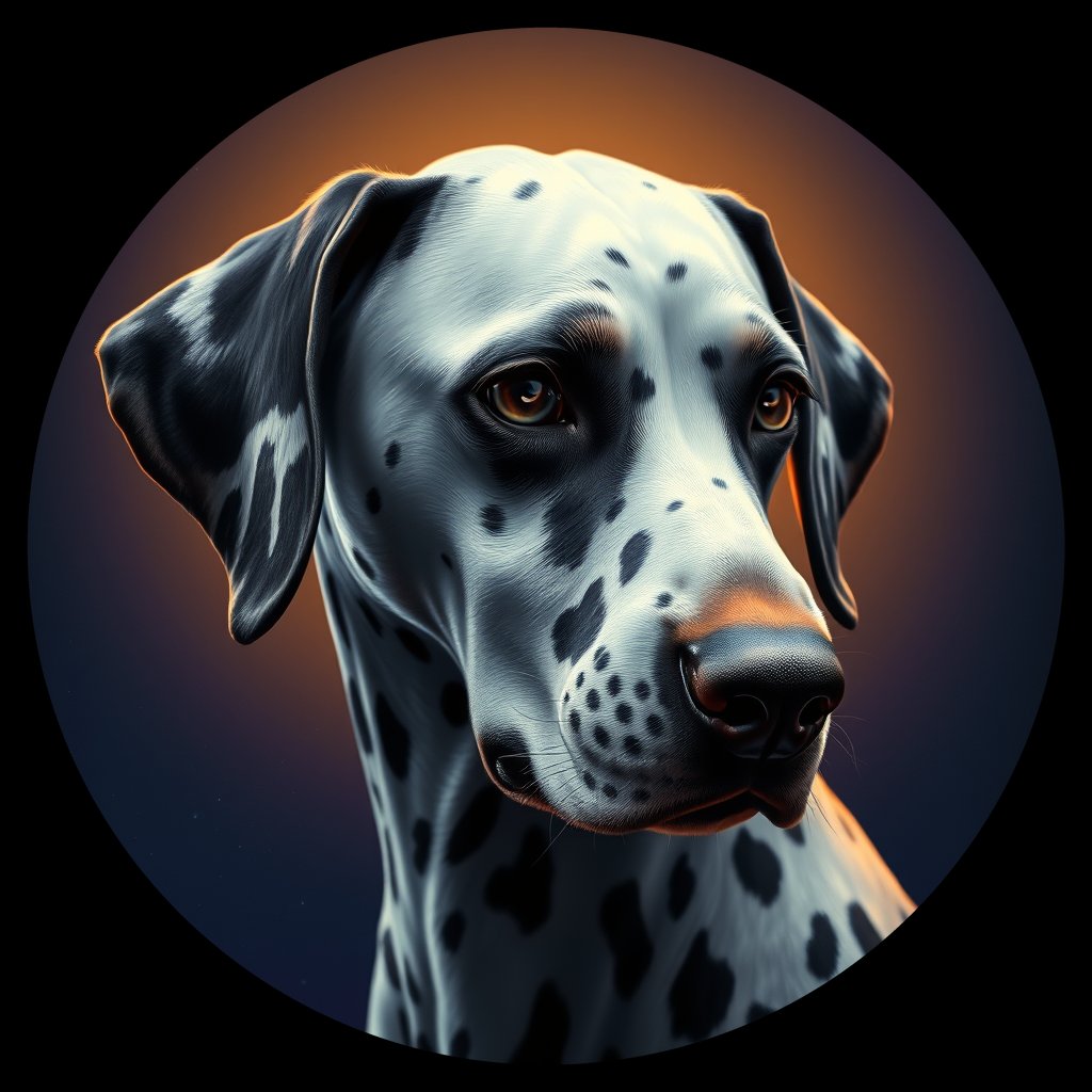 Cosmic medallion portrait of Bernese_Mountain_Dog_11443, a Dalmatian