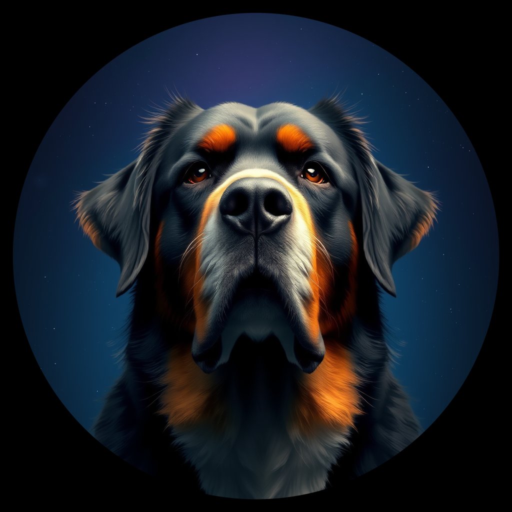 Cosmic medallion portrait of Bernese_Mountain_Dog_12691, a Bernese Mountain Dog