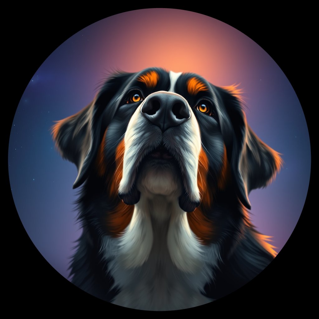 Cosmic medallion portrait of Bernese_Mountain_Dog_13363, a Bernese Mountain Dog