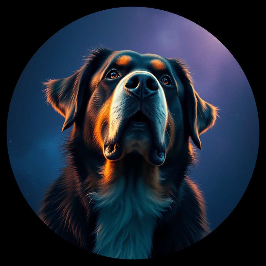Cosmic medallion portrait of Bernese_Mountain_Dog_13792, a Bernese Mountain Dog