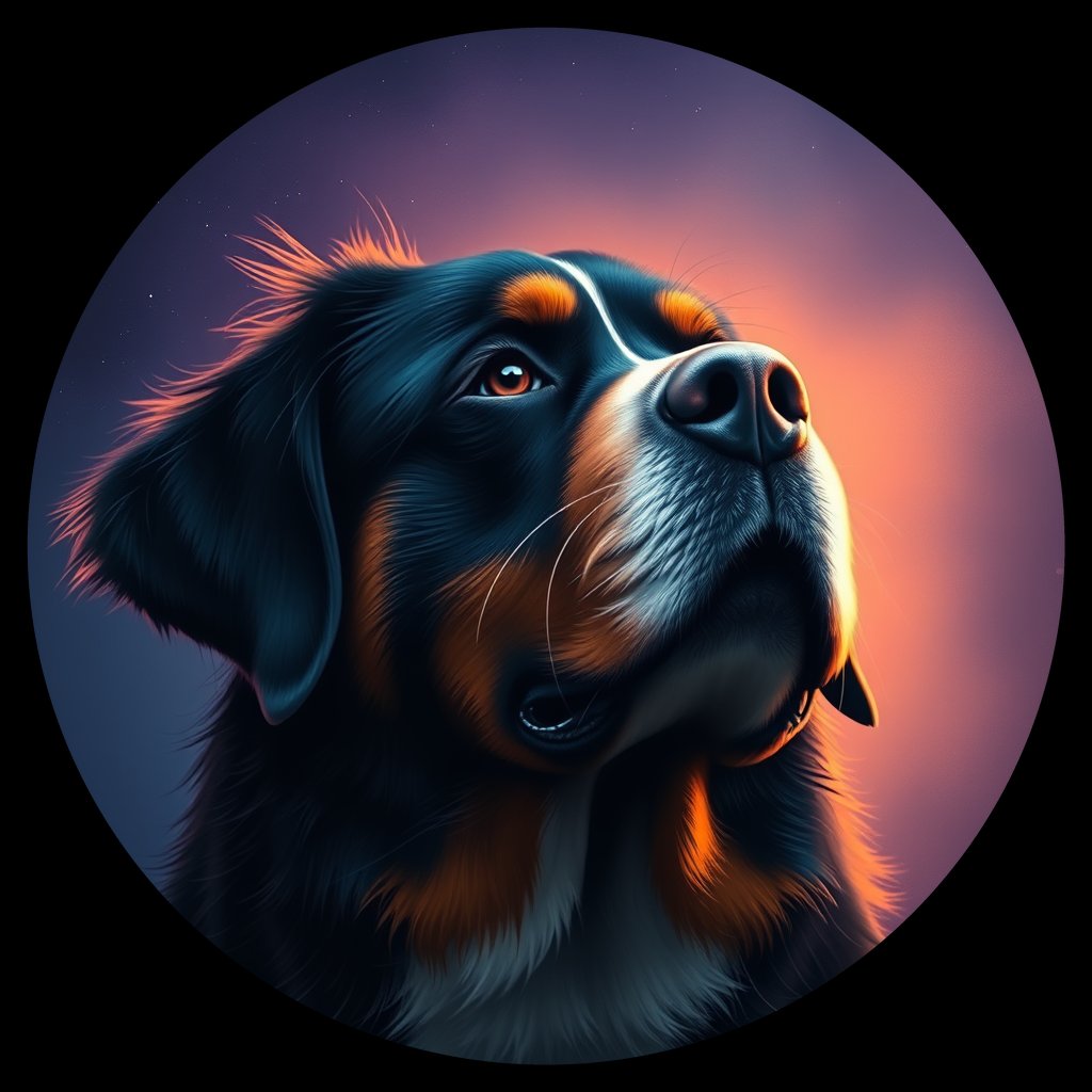 Cosmic medallion portrait of Bernese_Mountain_Dog_2049, a Bernese Mountain Dog